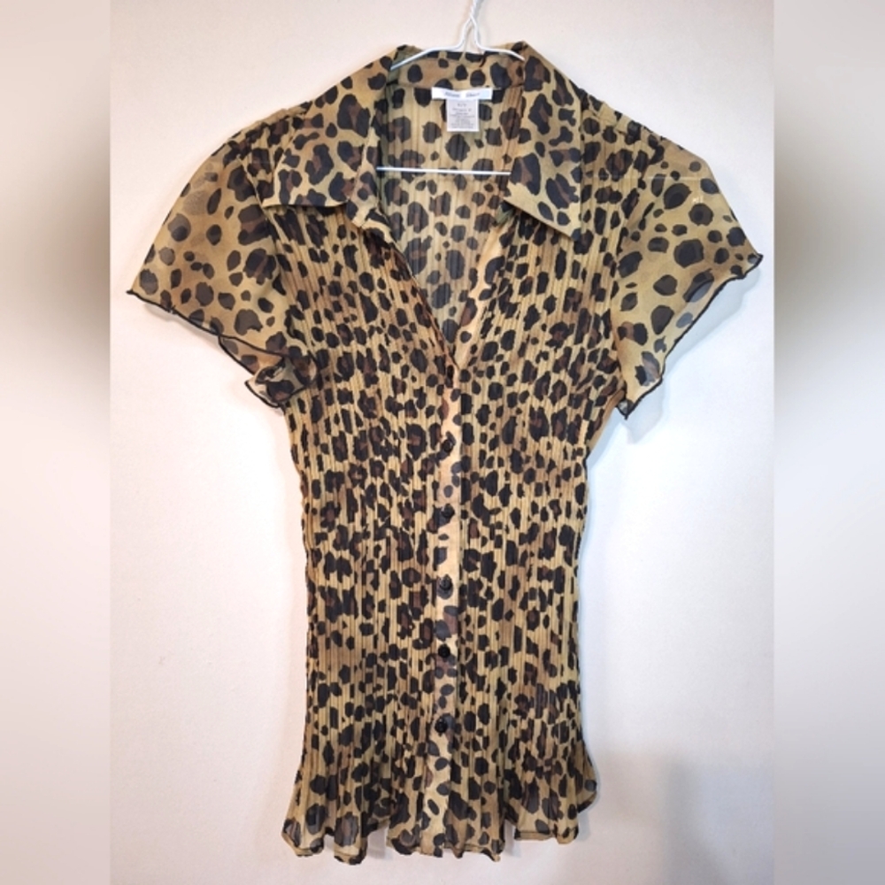 Leopard Print Button-Up Blouse